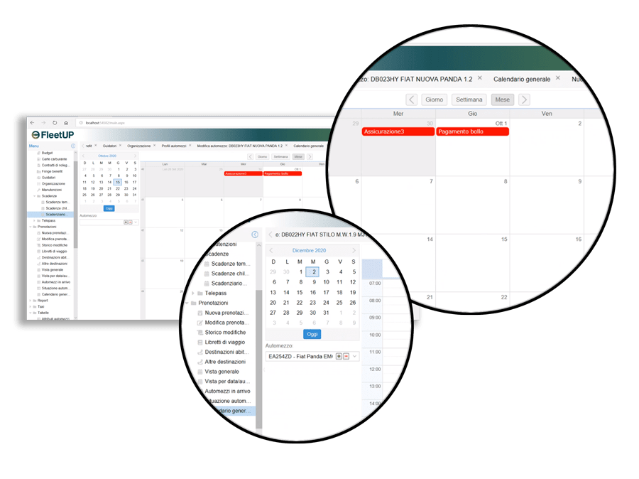 calendario prenotazioni e scadenze nuova interfaccia FleetUP