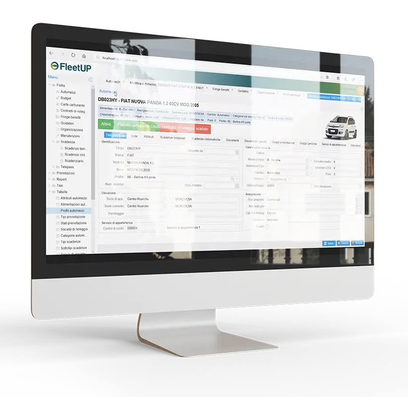 dashboard software fleetup per la gestione parco auto